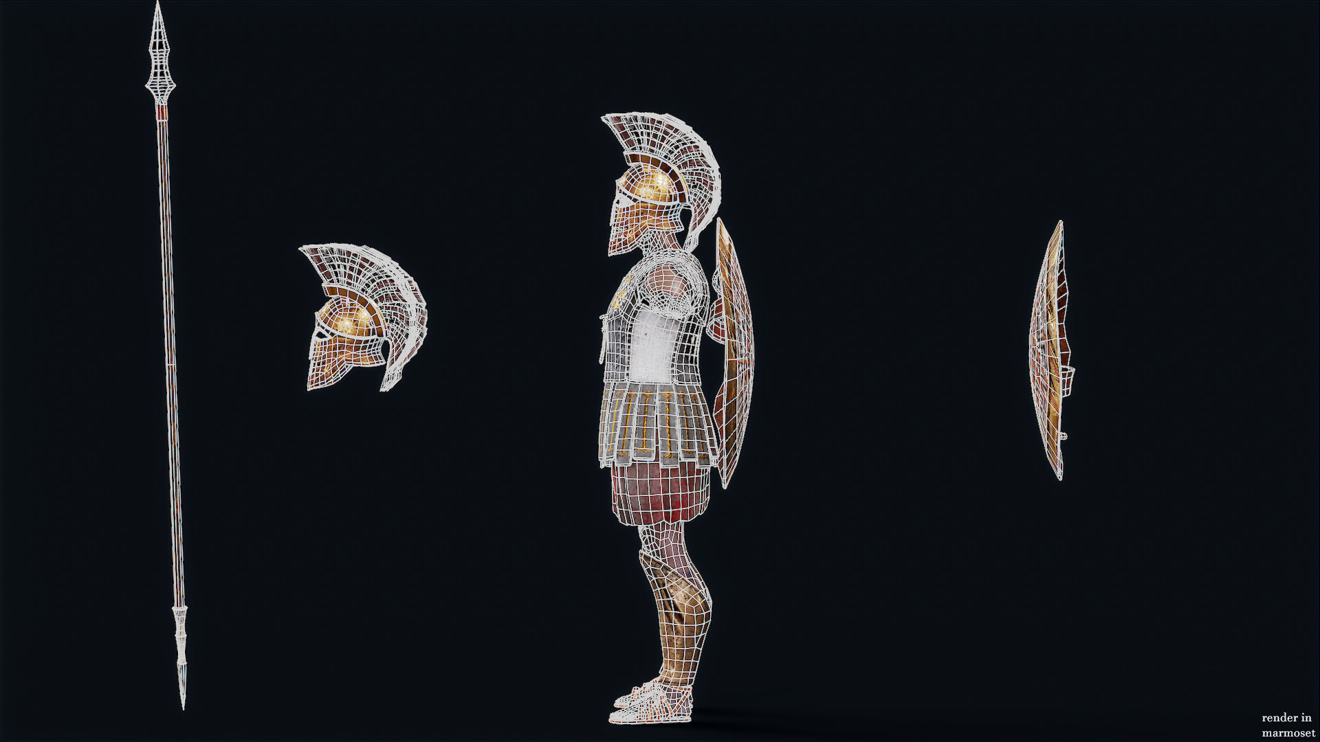 SPARTAN HOPLITE UNDEAD6 Low-poly 3D model_11