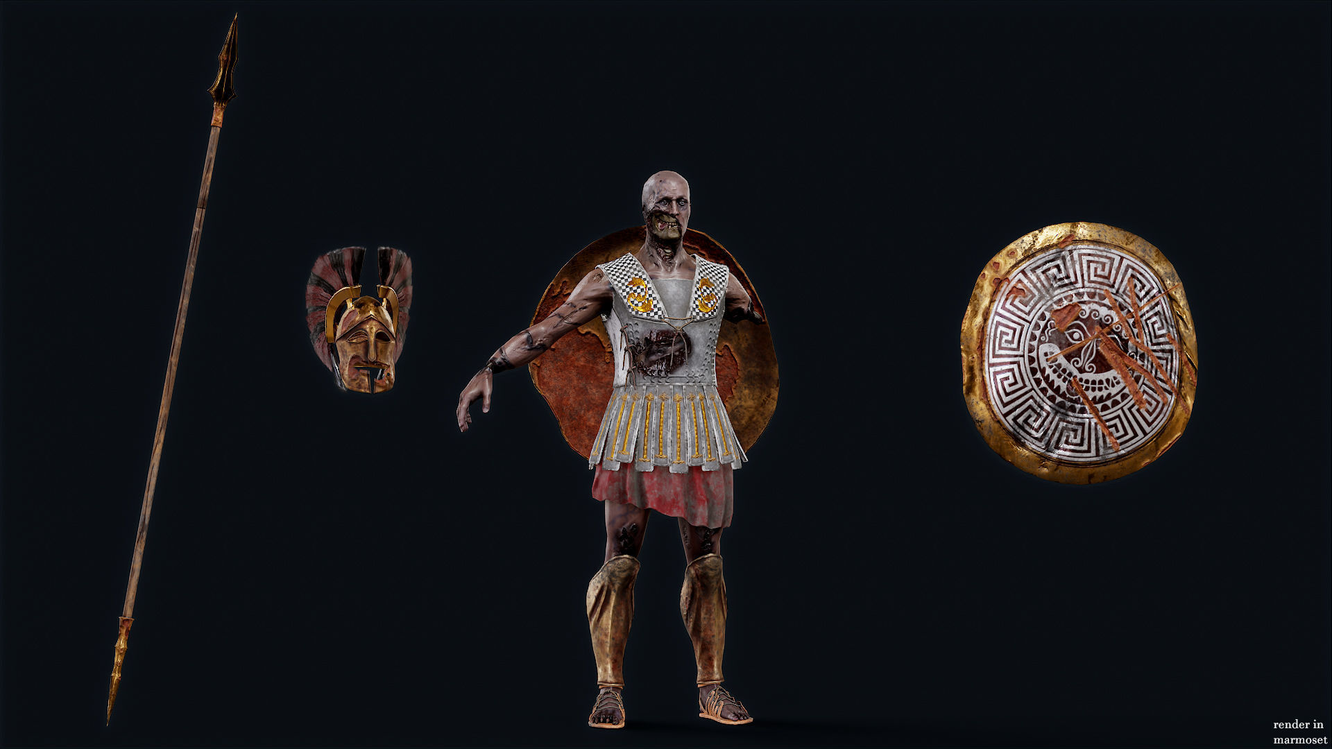 SPARTAN HOPLITE UNDEAD6 Low-poly 3D model_5