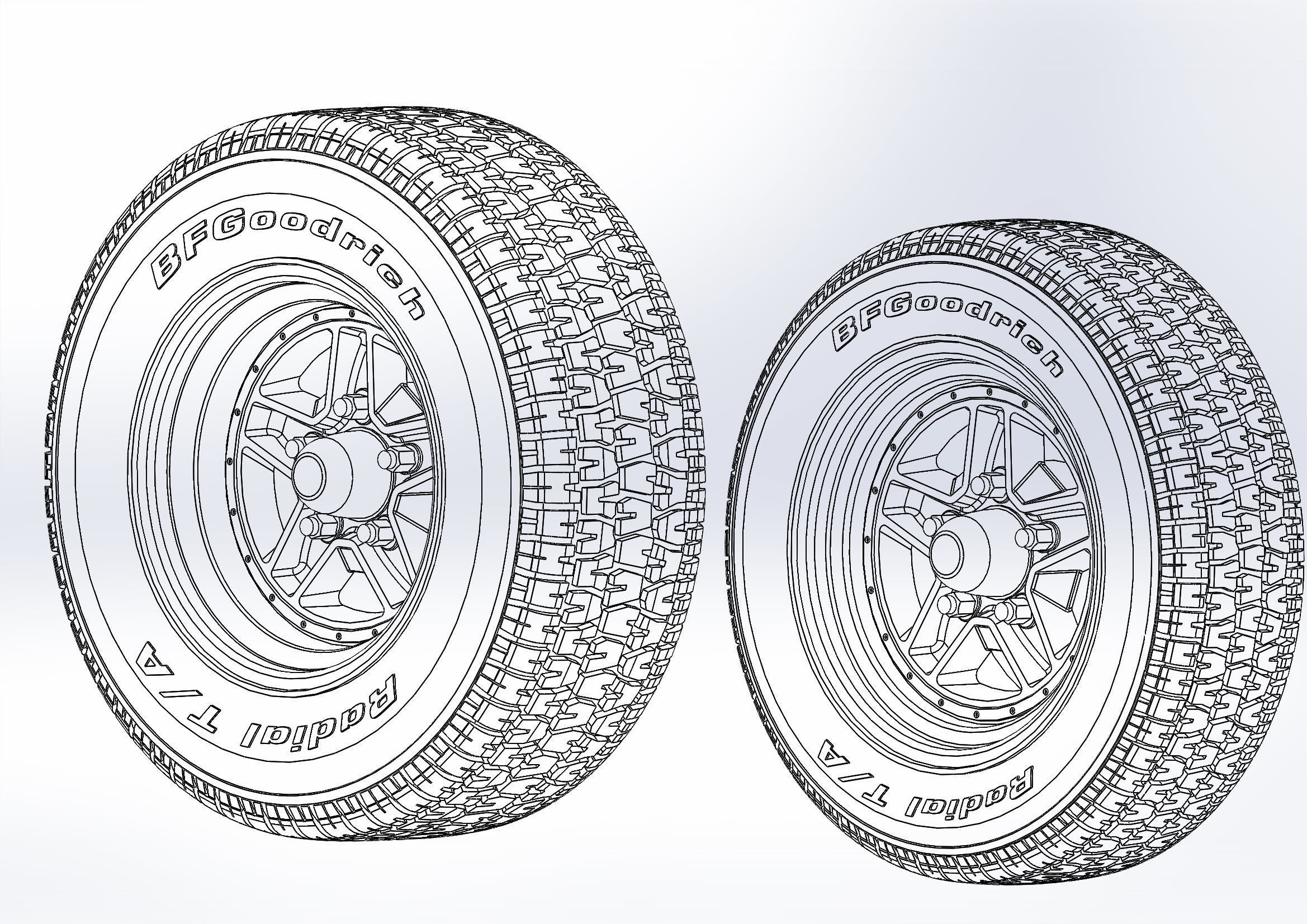 Set of custom wheels Kelsey-Hayes Kel-Star for scale model 3D print model_2