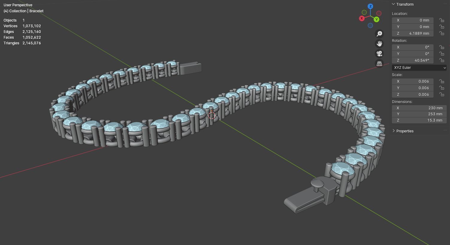 Diamond bracelet jewerly 3D model 3D model_12