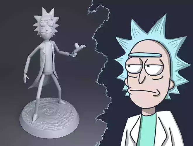 Rick with portal gun 3D print model