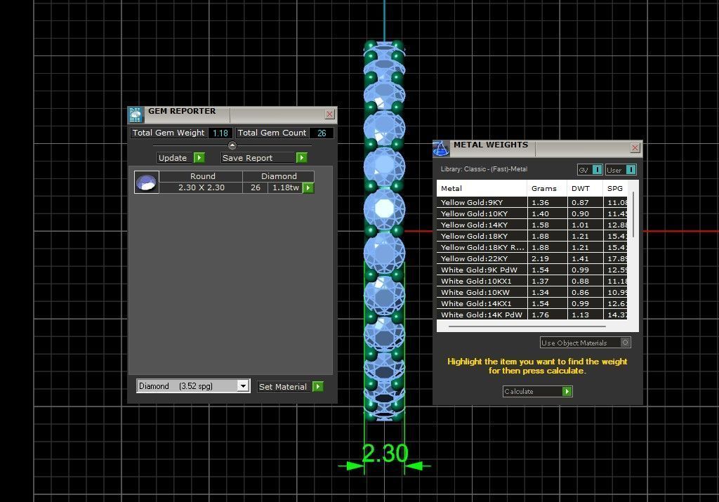 U Shaped Eternity Ring 2 point 3 mm stone size swiss 13 and EU53 3D print model_5
