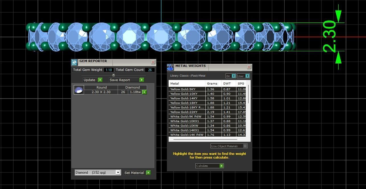 U Shaped Eternity Ring 2 point 3 mm stone size swiss 13 and EU53 3D print model_3