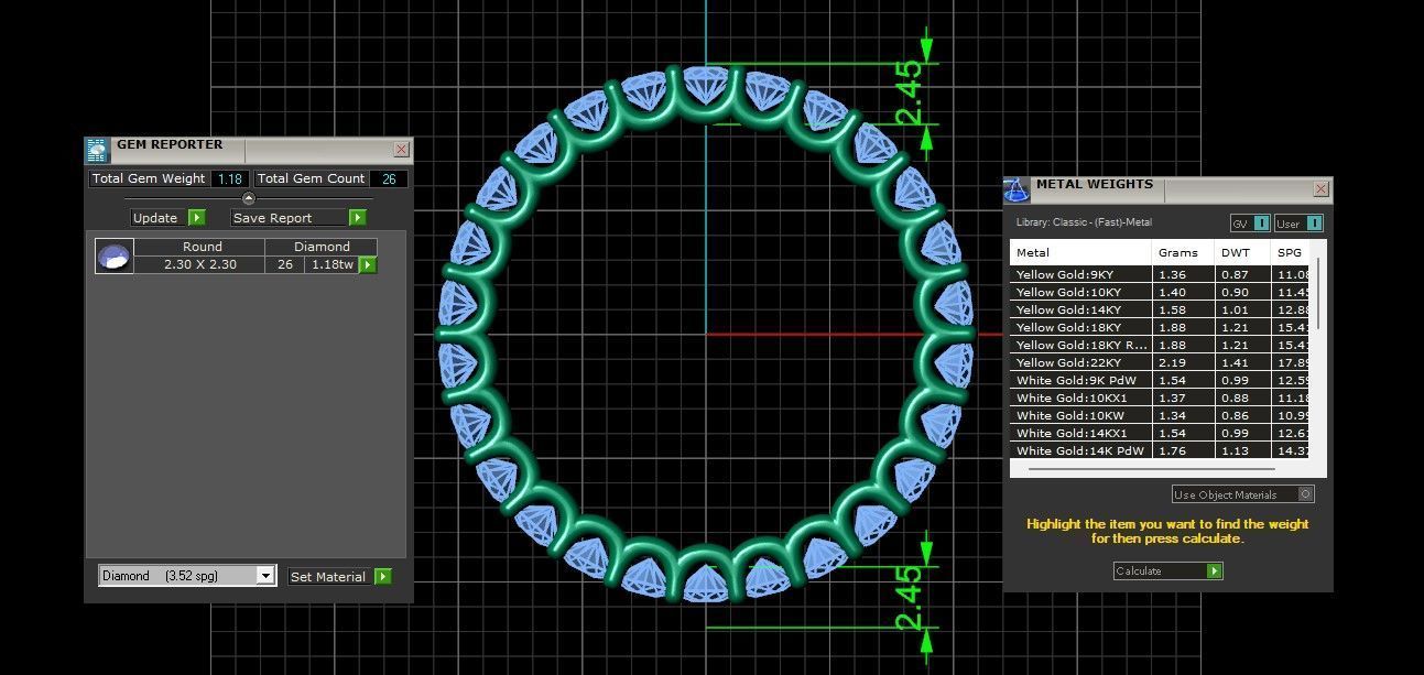 U Shaped Eternity Ring 2 point 3 mm stone size swiss 13 and EU53 3D print model_4