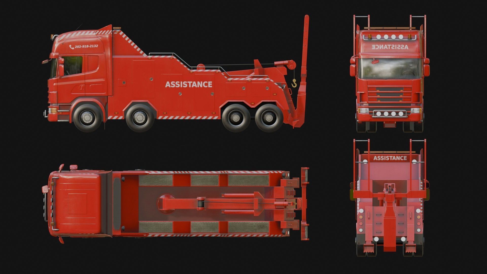 Wrecker Truck Low-poly 3D model_7