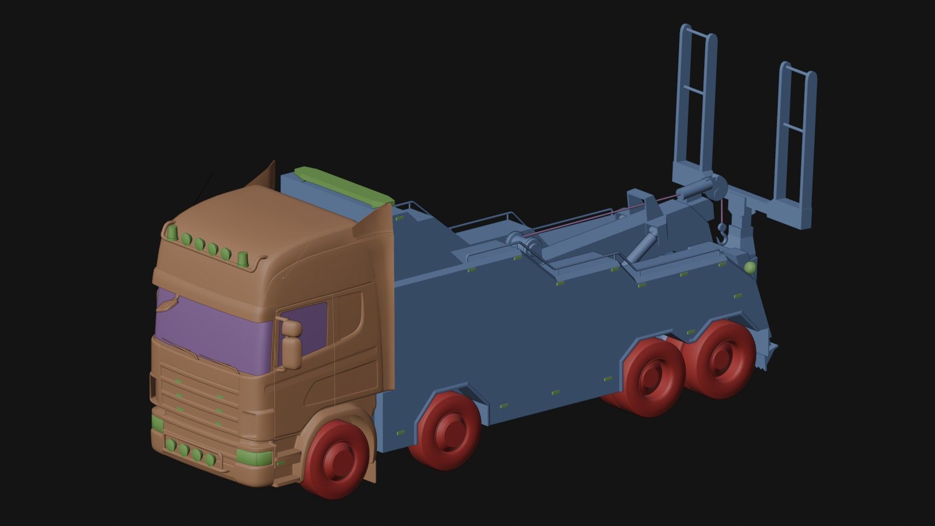 Wrecker Truck Low-poly 3D model_12