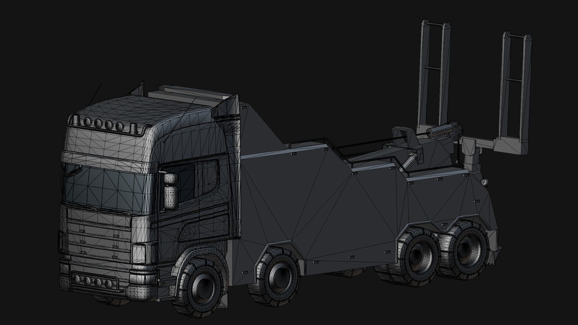 Wrecker Truck Low-poly 3D model_10