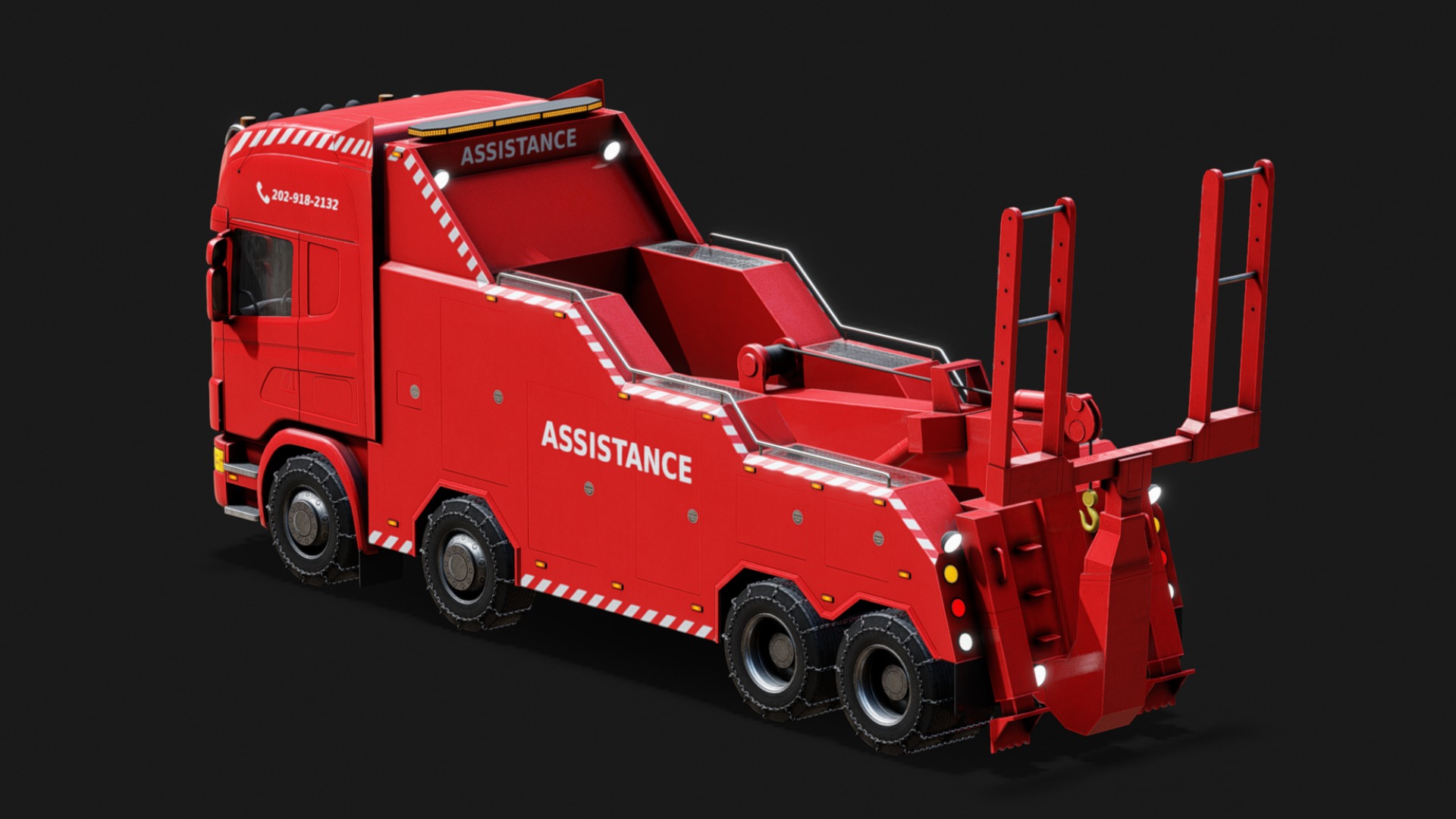 Wrecker Truck Low-poly 3D model_3