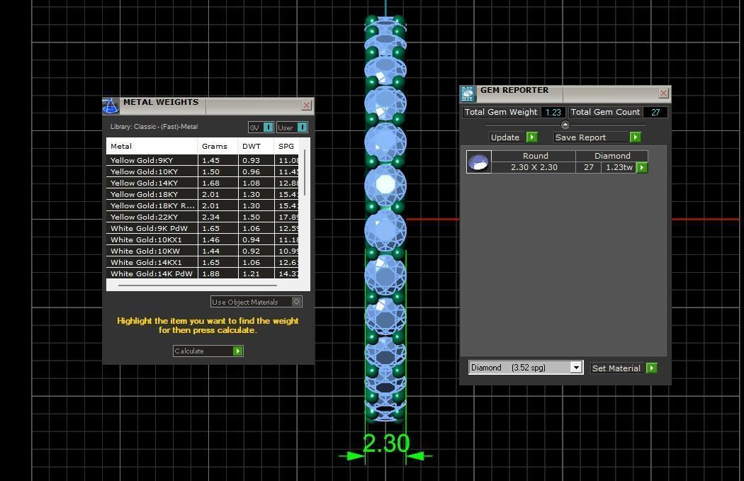 U Shaped Eternity Ring 2 point 3 mm stone size swiss 17 and EU57 3D print model_4