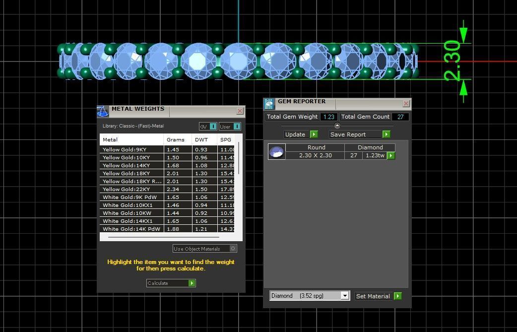 U Shaped Eternity Ring 2 point 3 mm stone size swiss 17 and EU57 3D print model_2