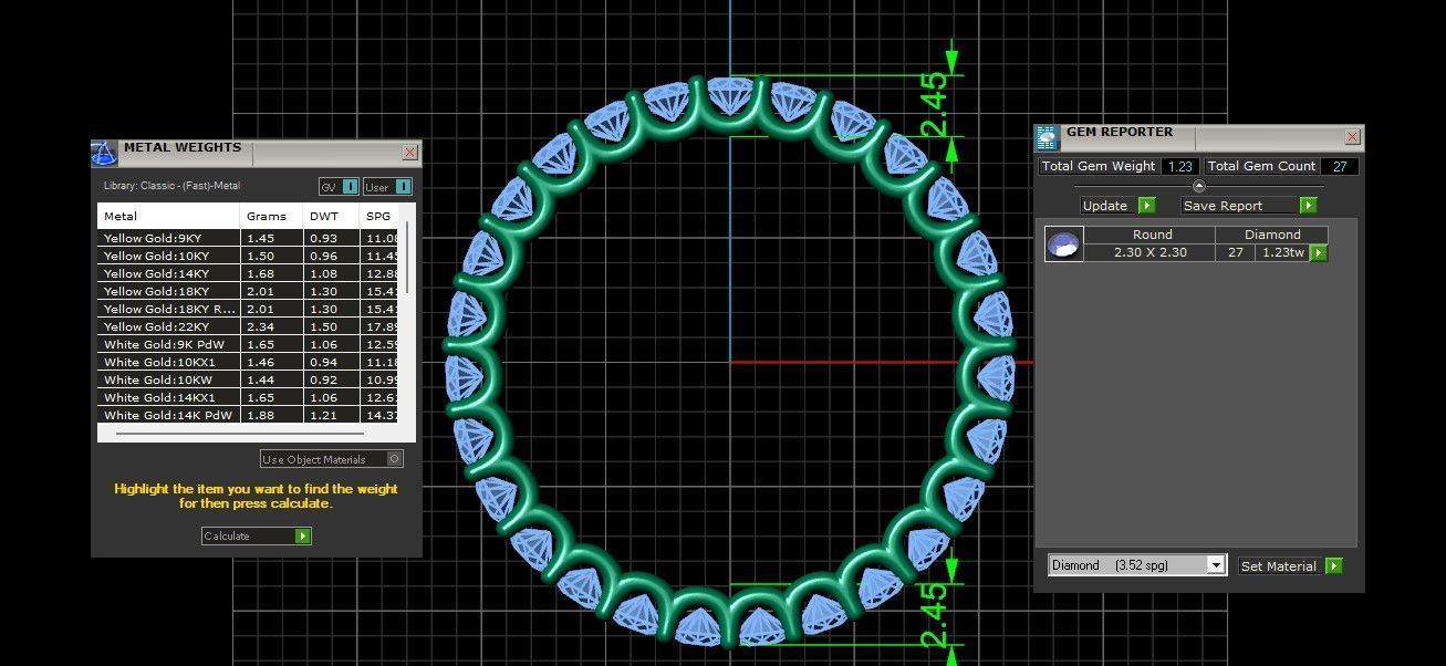 U Shaped Eternity Ring 2 point 3 mm stone size swiss 17 and EU57 3D print model_3