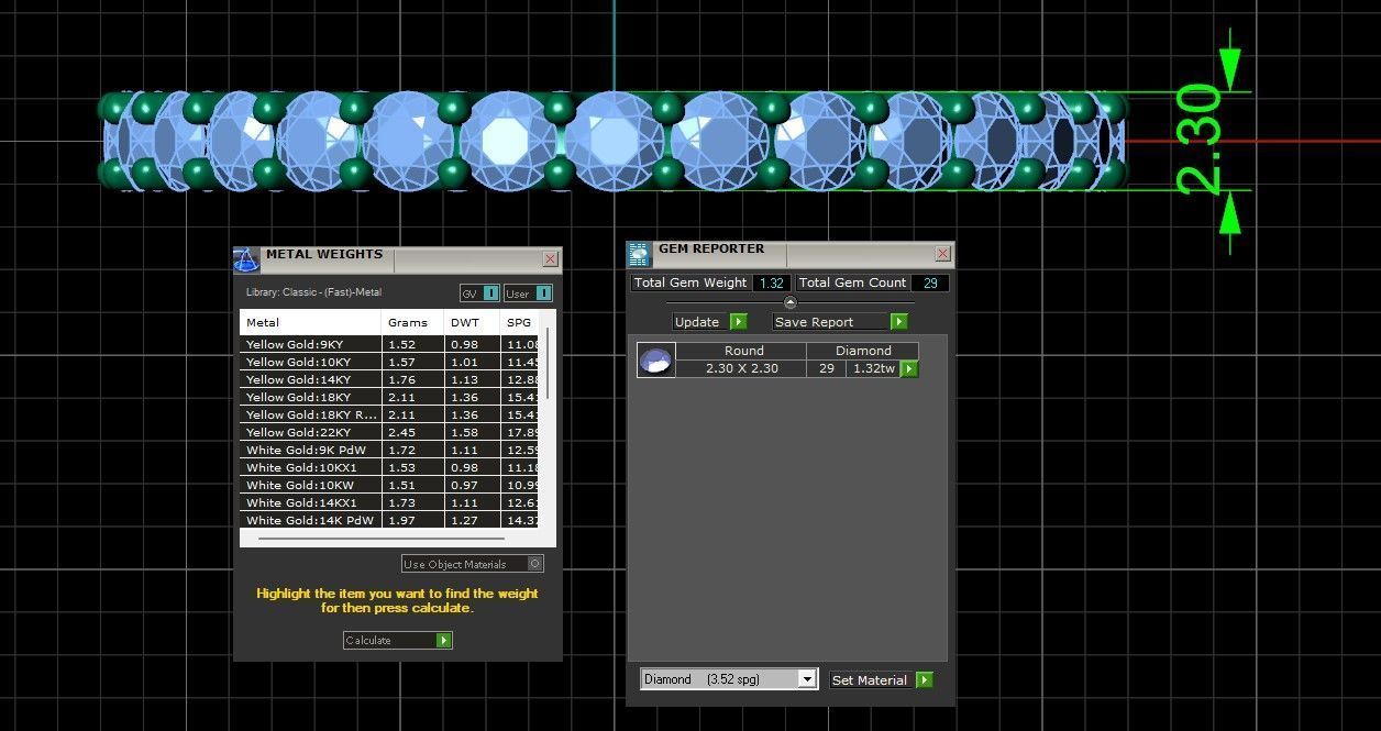 U Shaped Eternity Ring 2 point 3 mm stone size swiss 20 and EU60 3D print model_3
