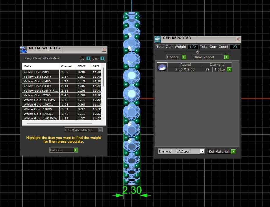 U Shaped Eternity Ring 2 point 3 mm stone size swiss 20 and EU60 3D print model_5