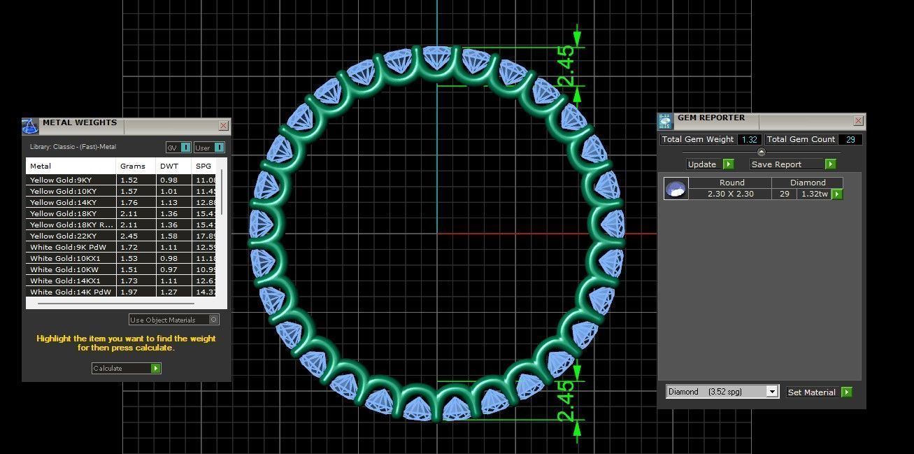 U Shaped Eternity Ring 2 point 3 mm stone size swiss 20 and EU60 3D print model_4