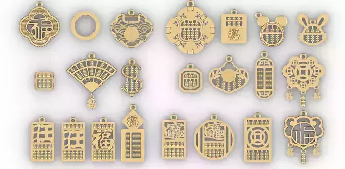 1001 - 22 Designs Abacus Pendant 3D print model