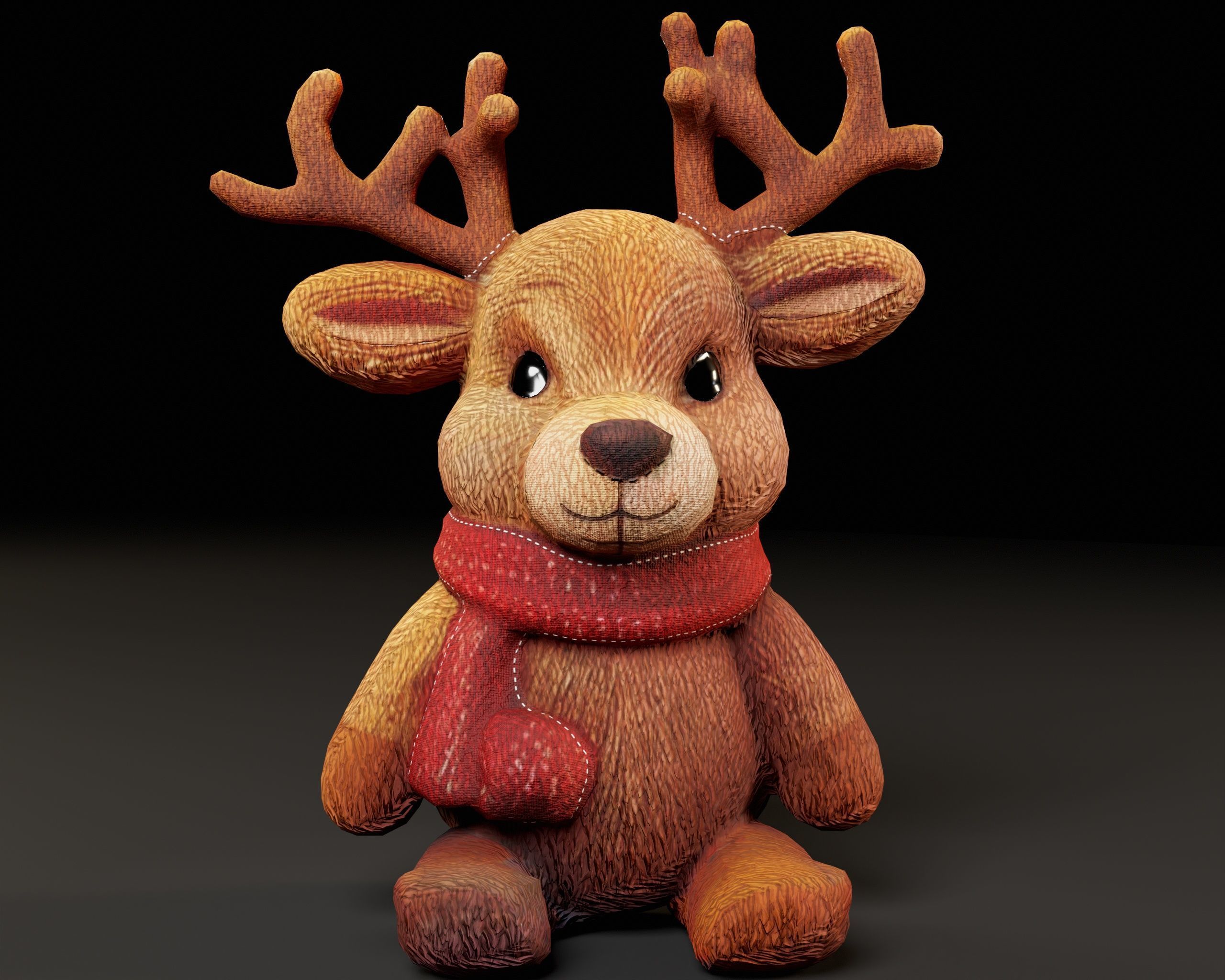 Christmas Reindeer Stuffed Toy Low-poly 3D model_4