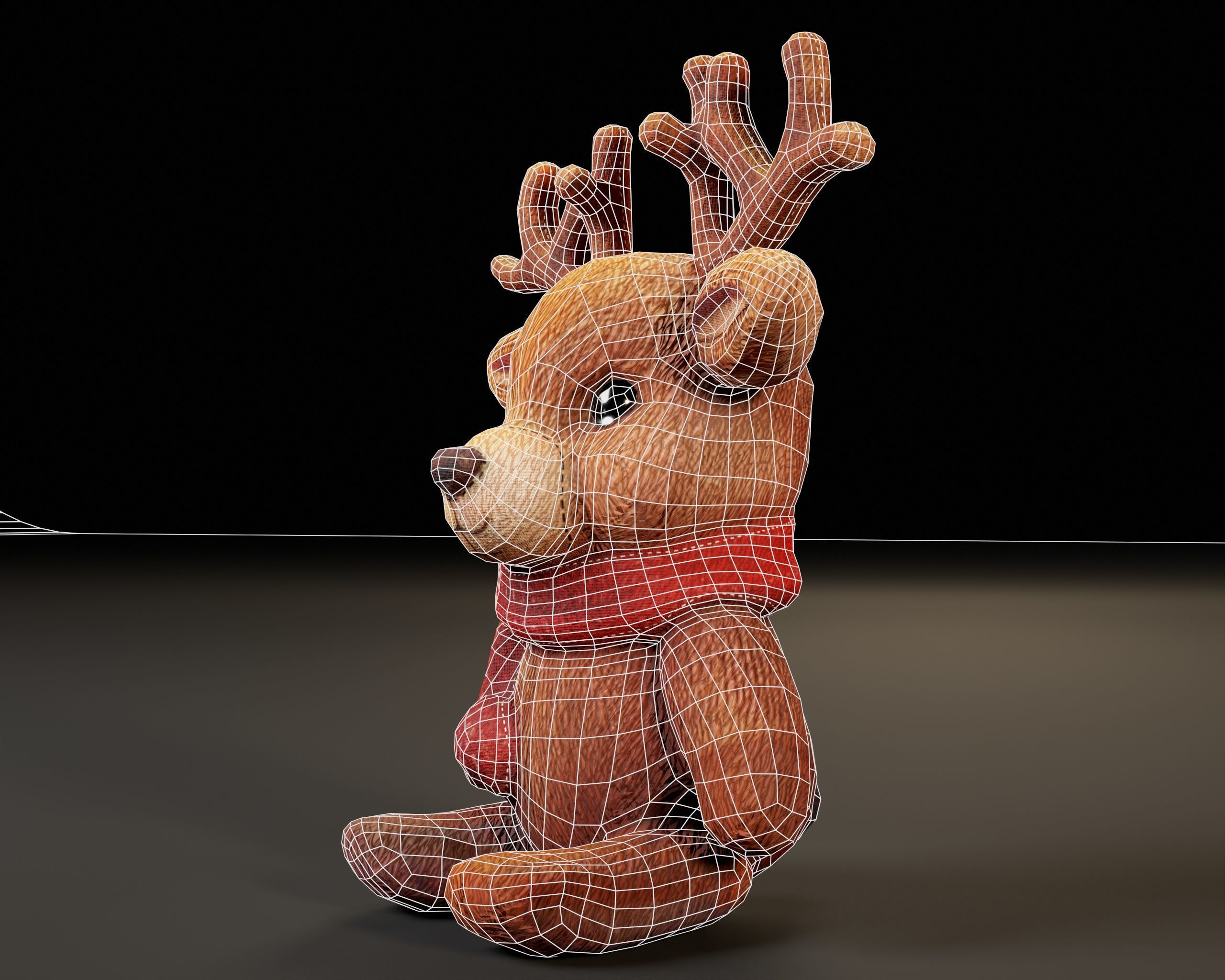 Christmas Reindeer Stuffed Toy Low-poly 3D model_9