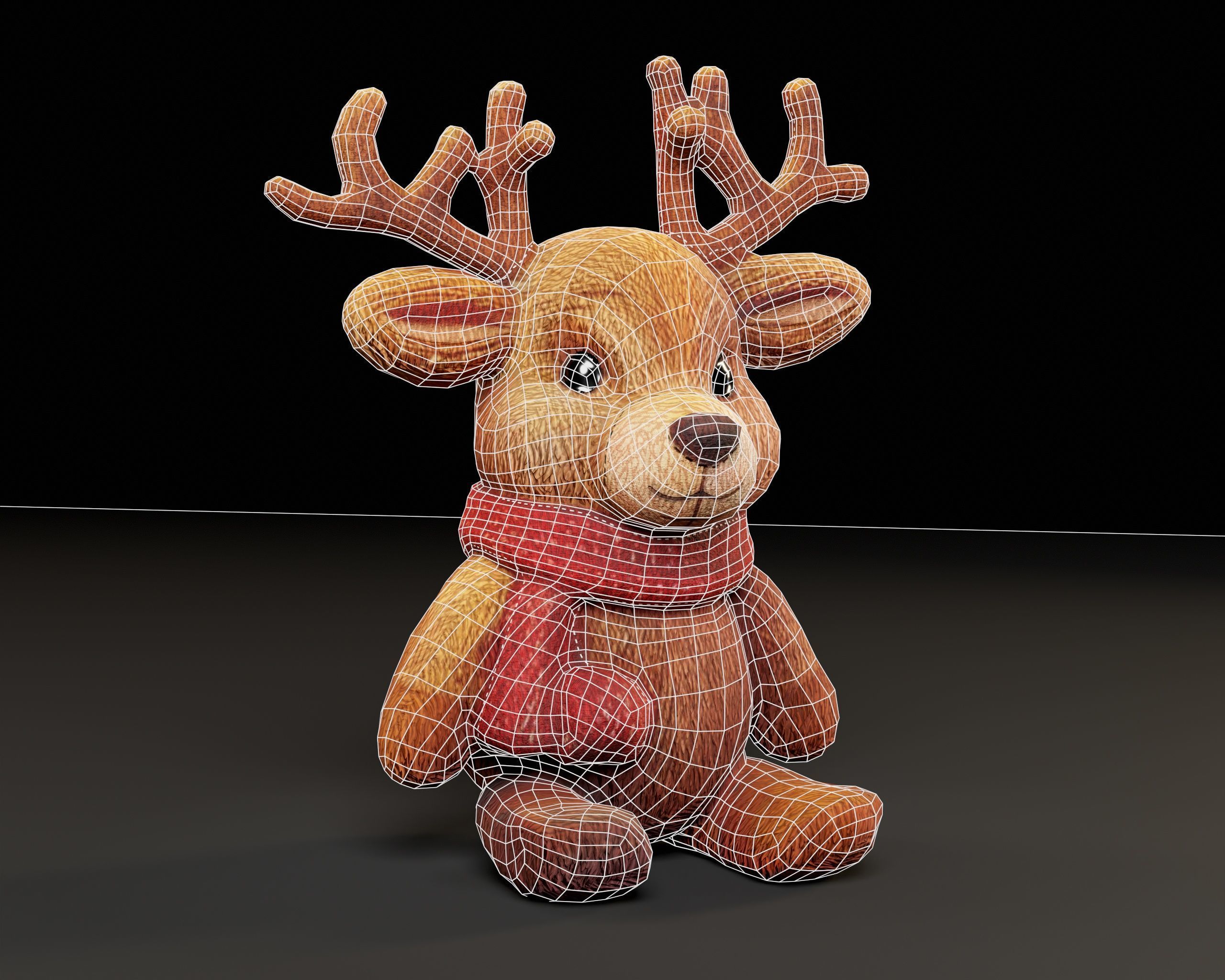 Christmas Reindeer Stuffed Toy Low-poly 3D model_3