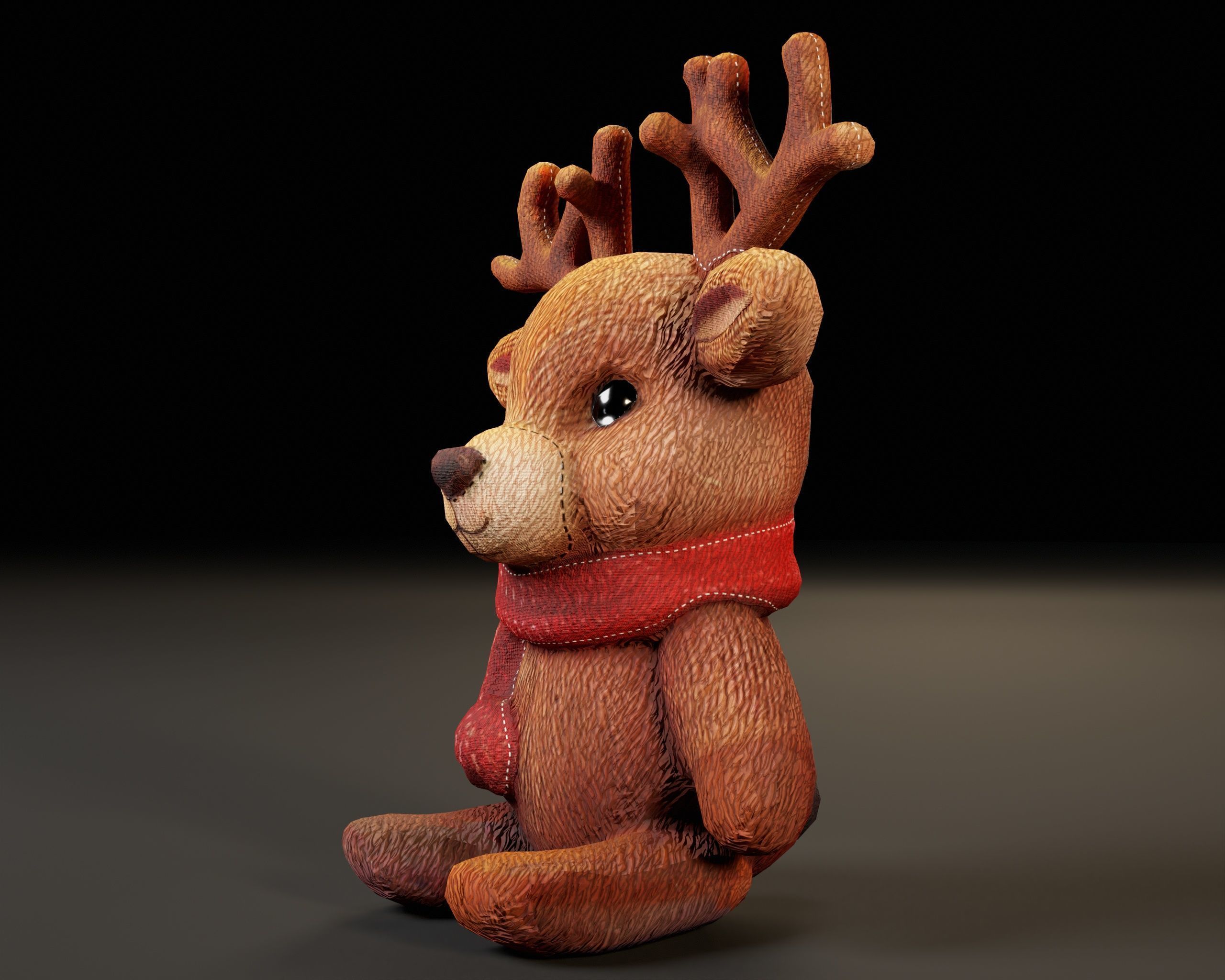 Christmas Reindeer Stuffed Toy Low-poly 3D model_8