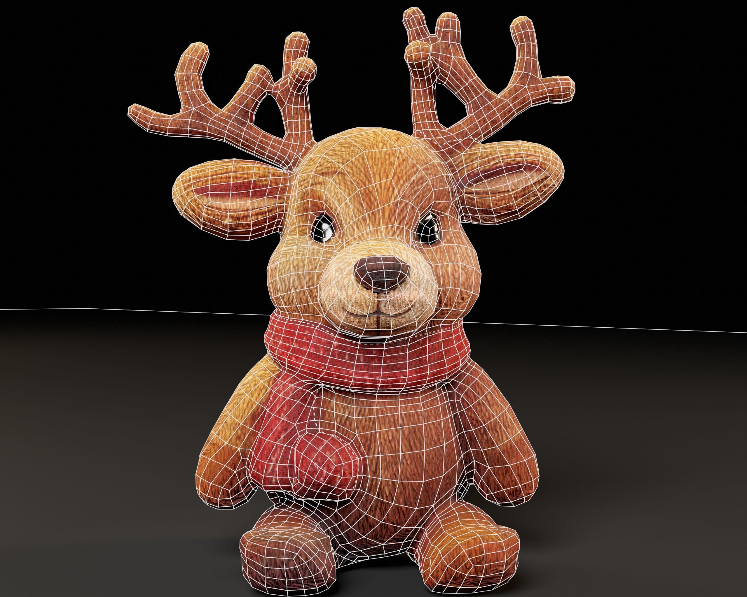 Christmas Reindeer Stuffed Toy Low-poly 3D model_5