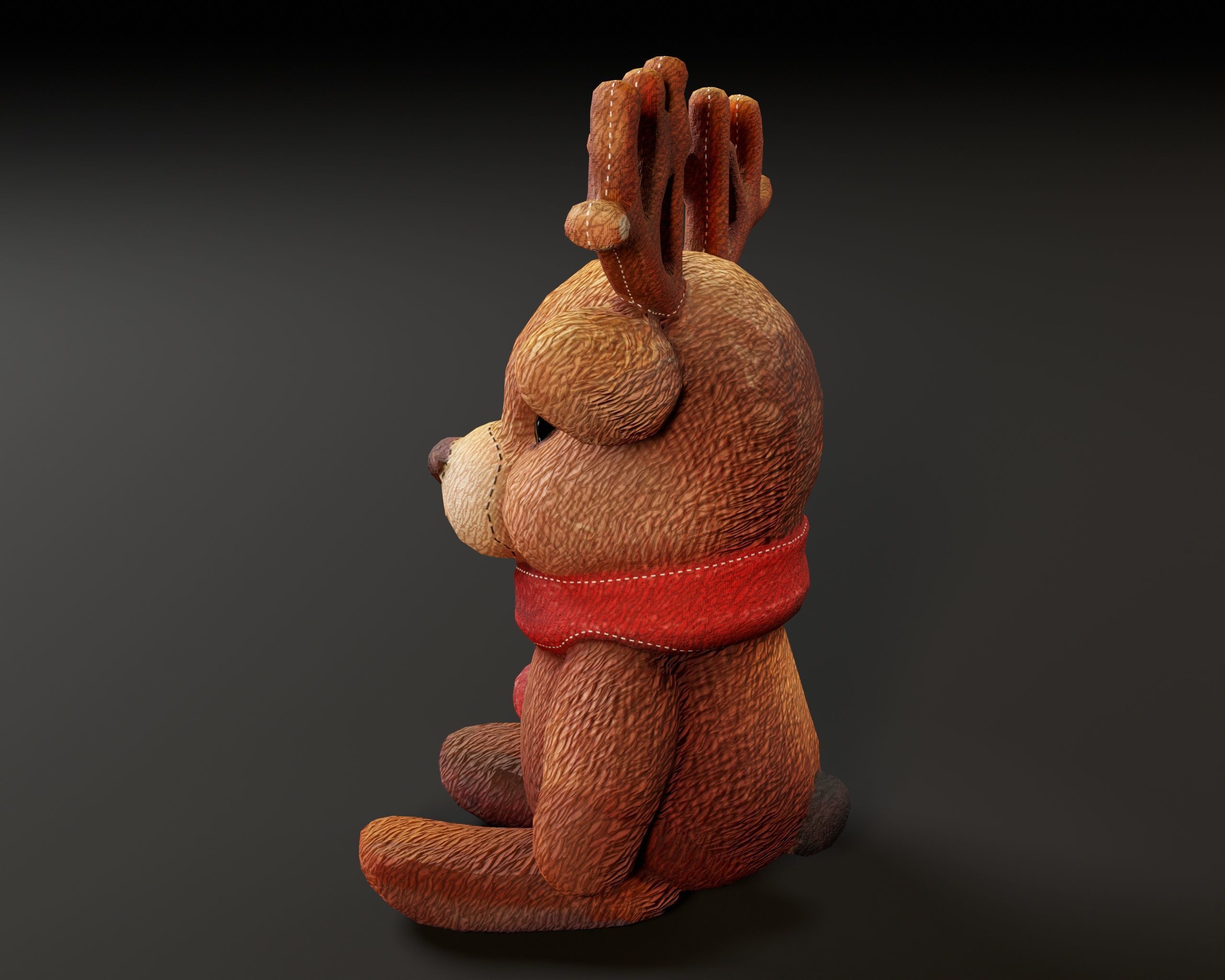 Christmas Reindeer Stuffed Toy Low-poly 3D model_10