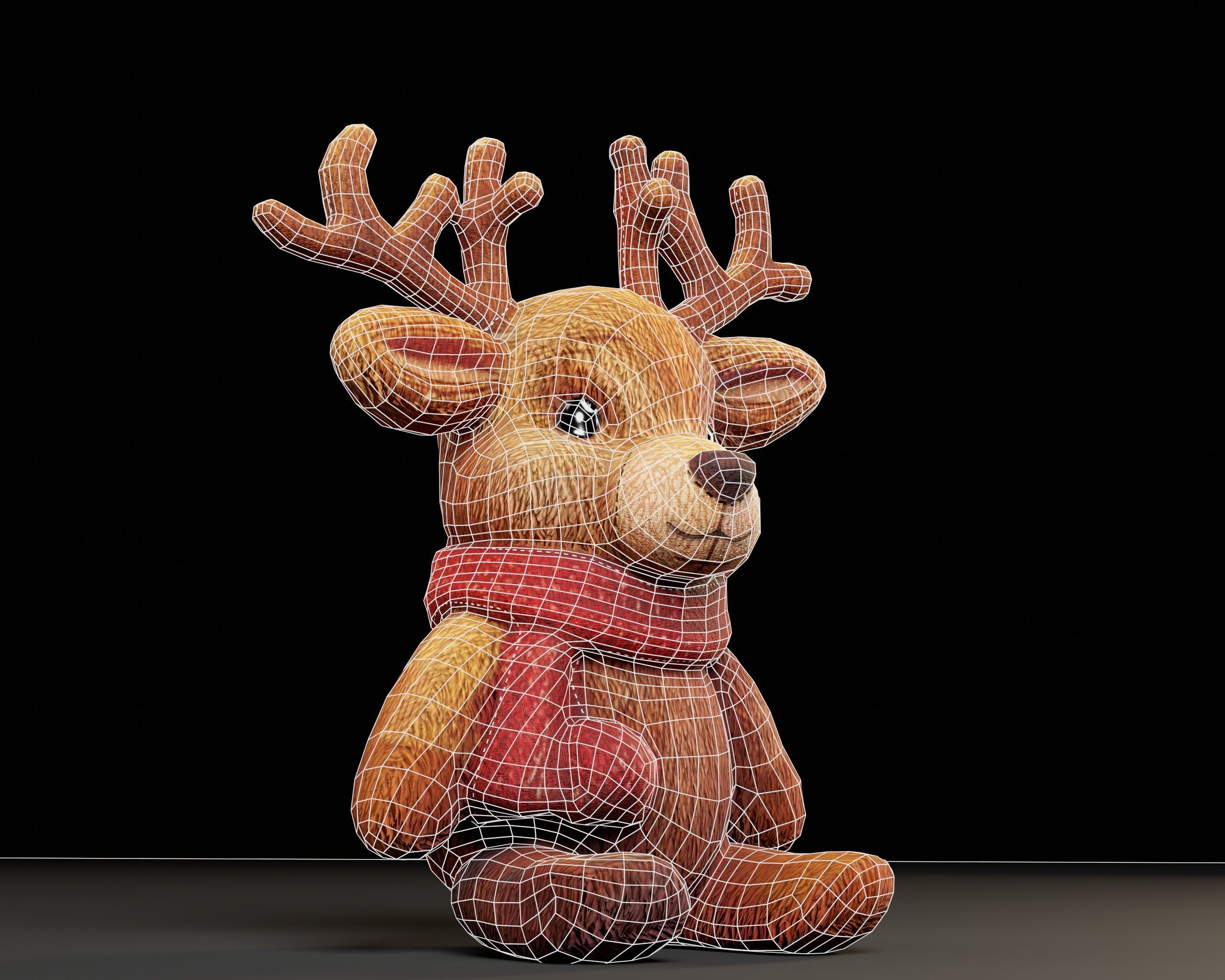 Christmas Reindeer Stuffed Toy Low-poly 3D model_15