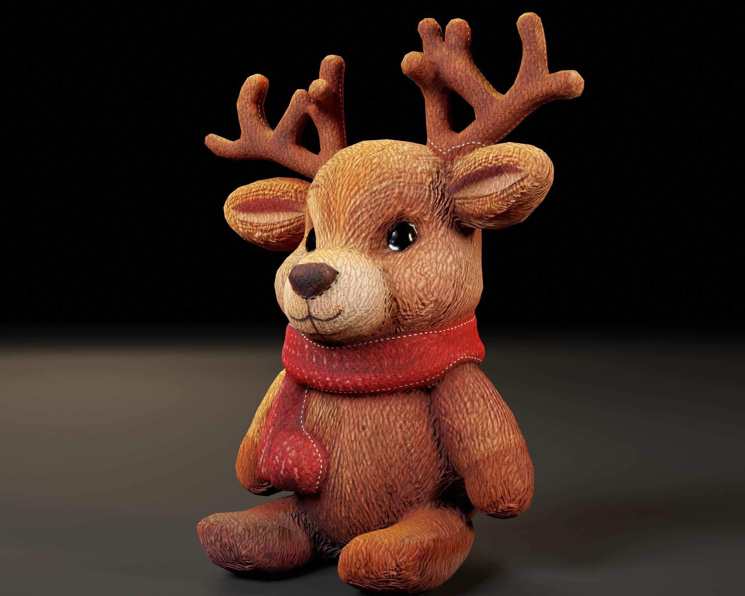 Christmas Reindeer Stuffed Toy Low-poly 3D model_6