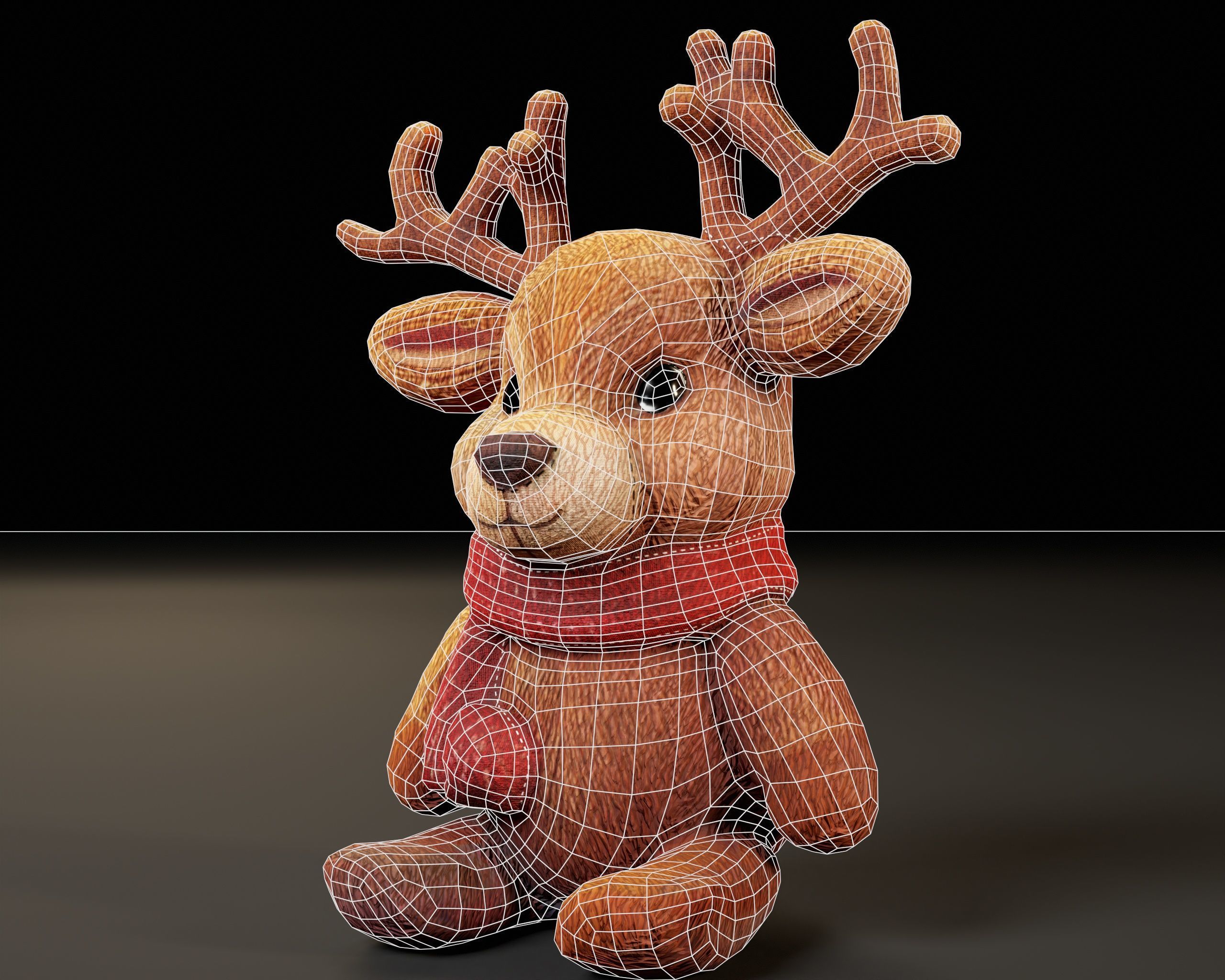 Christmas Reindeer Stuffed Toy Low-poly 3D model_7