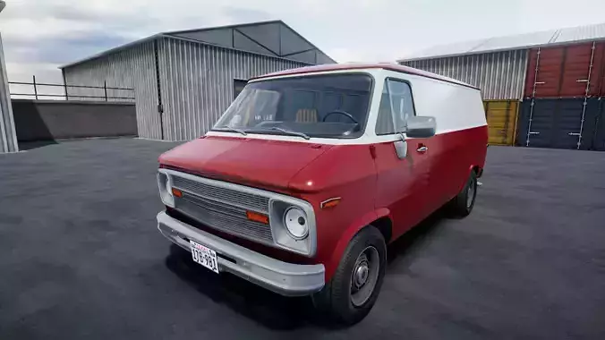 80s Industrial Van unity asset Low-poly 3D model