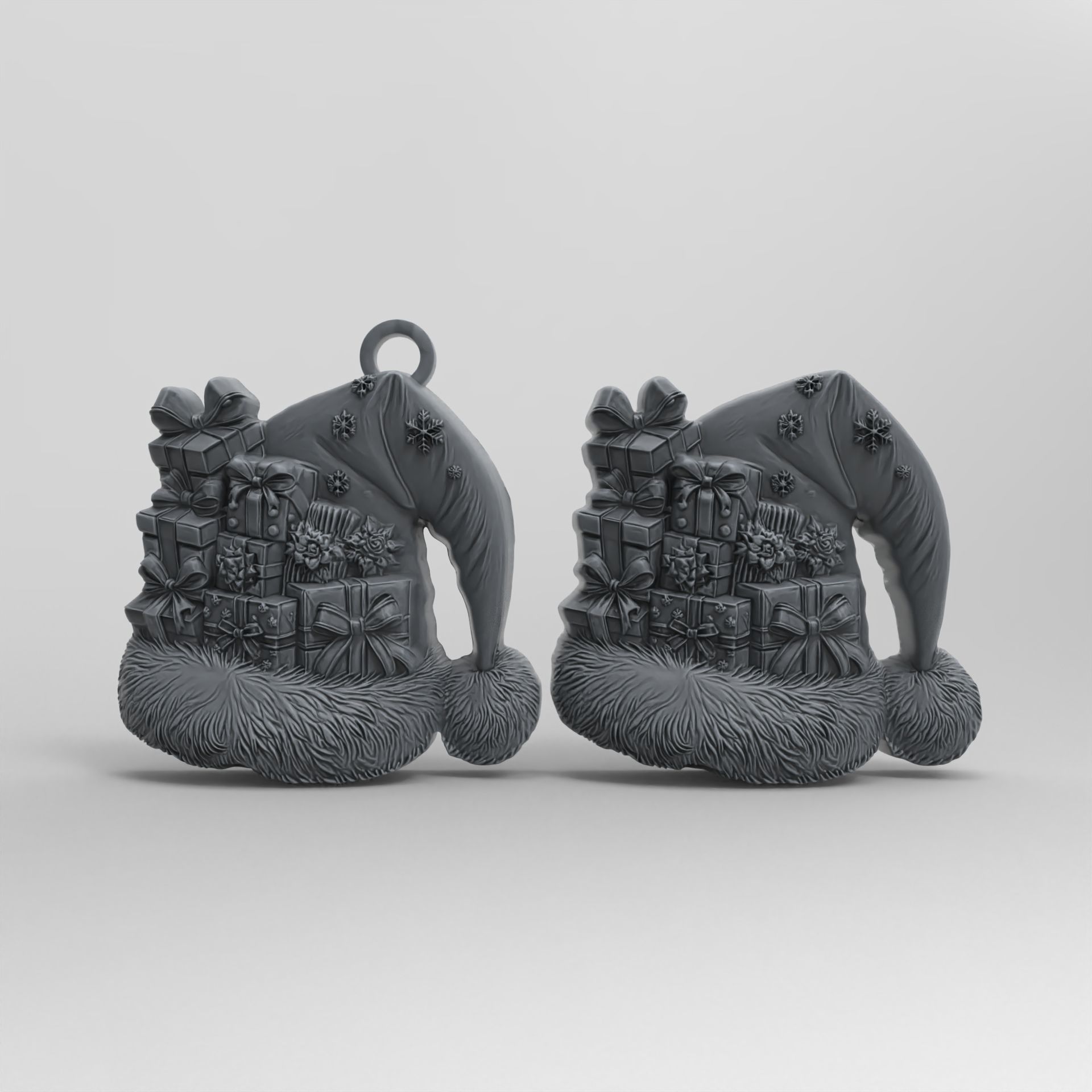 christmas  hat with gift decor  3D print model_1