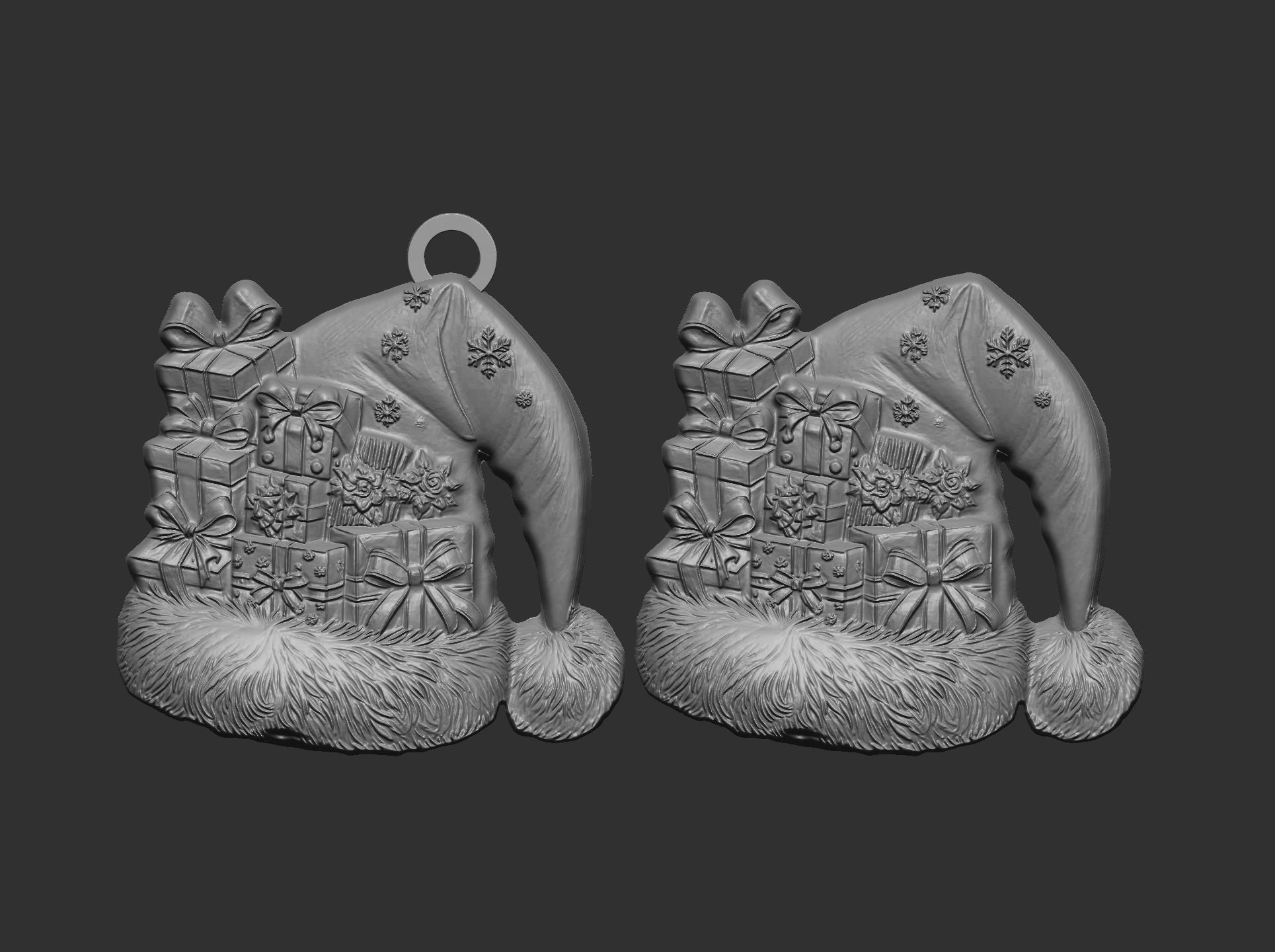 christmas  hat with gift decor  3D print model_6