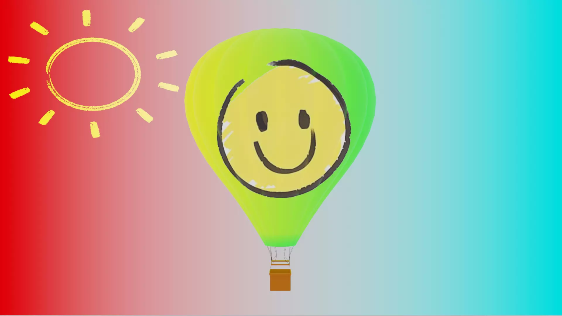 Air Balloon 3D medium poly Low-poly 3D model_0