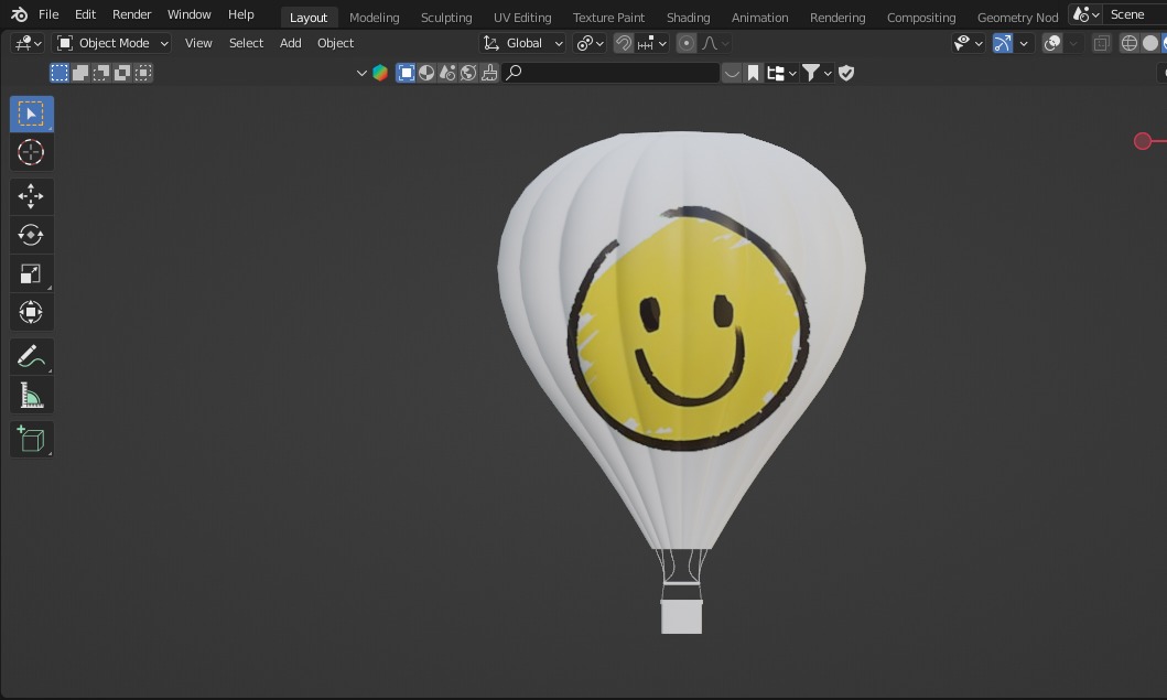 Air Balloon 3D medium poly Low-poly 3D model_2