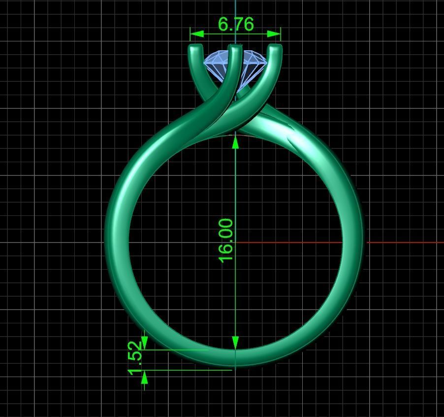 Solitaire Diamond Engagement Swirl Ring 1489 3D print model_10