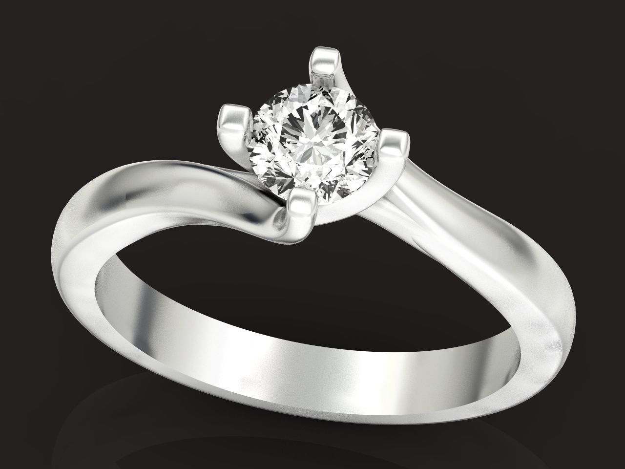 Solitaire Diamond Engagement Swirl Ring 1489 3D print model_30