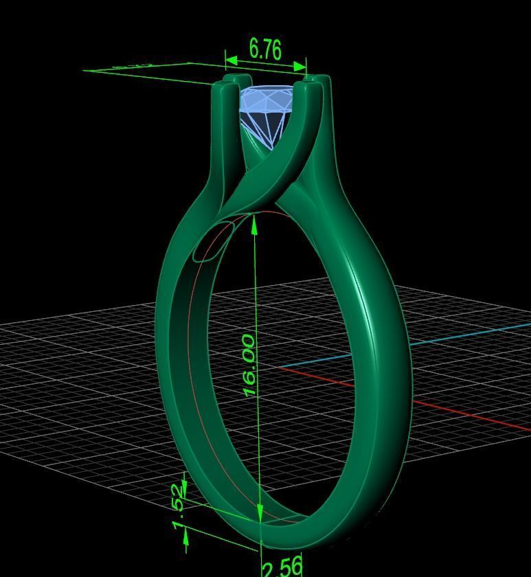 Solitaire Diamond Engagement Swirl Ring 1489 3D print model_13