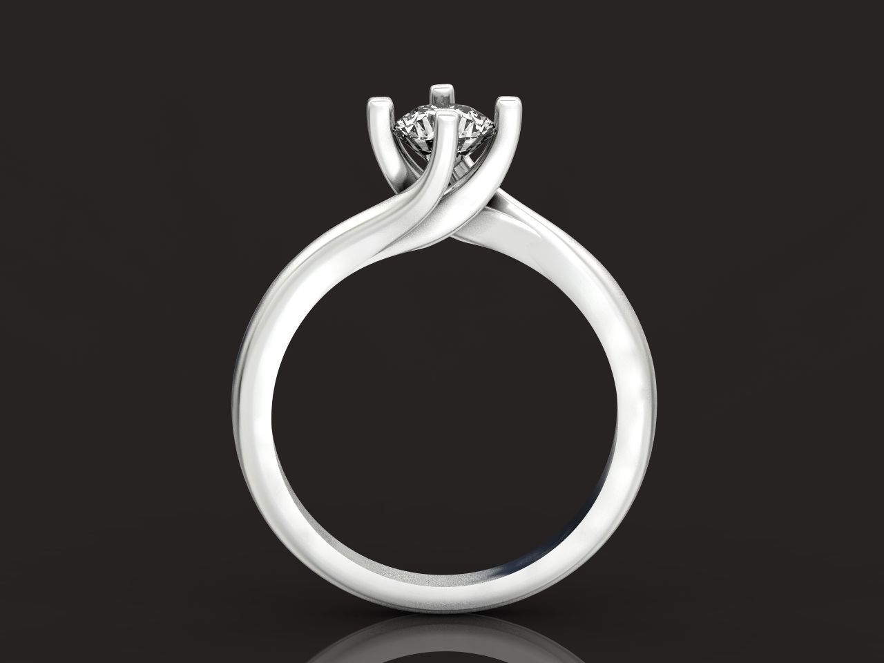 Solitaire Diamond Engagement Swirl Ring 1489 3D print model_18
