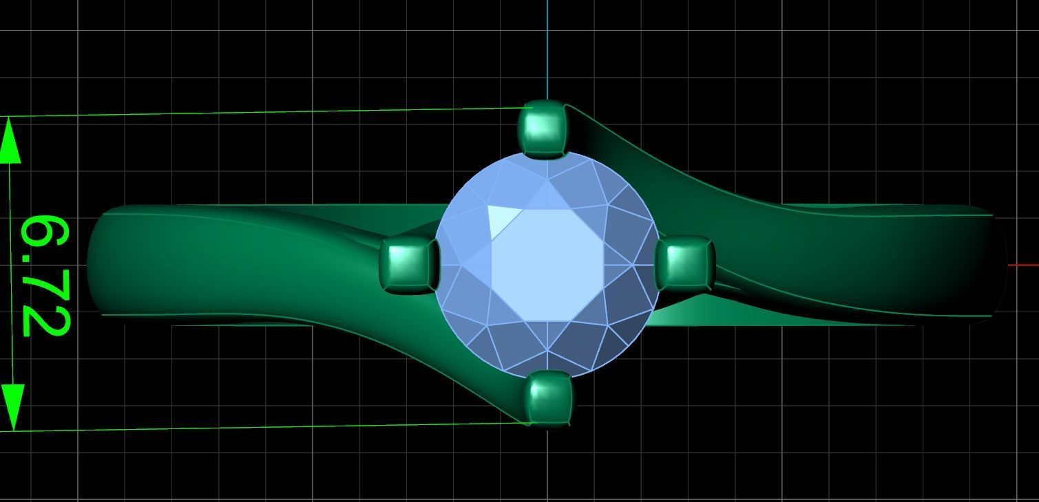 Solitaire Diamond Engagement Swirl Ring 1489 3D print model_11