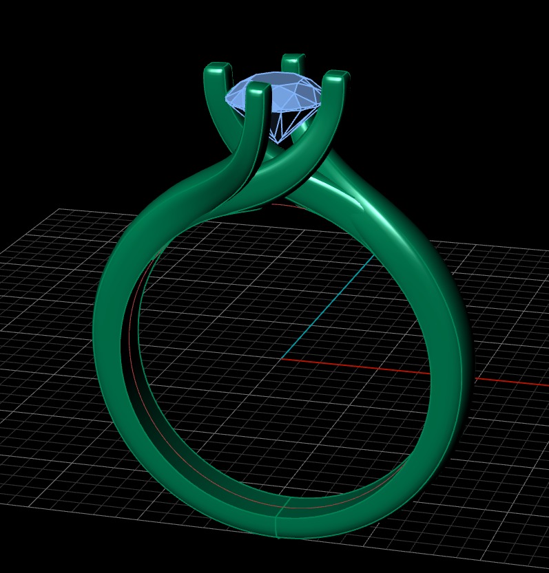 Solitaire Diamond Engagement Swirl Ring 1489 3D print model_5