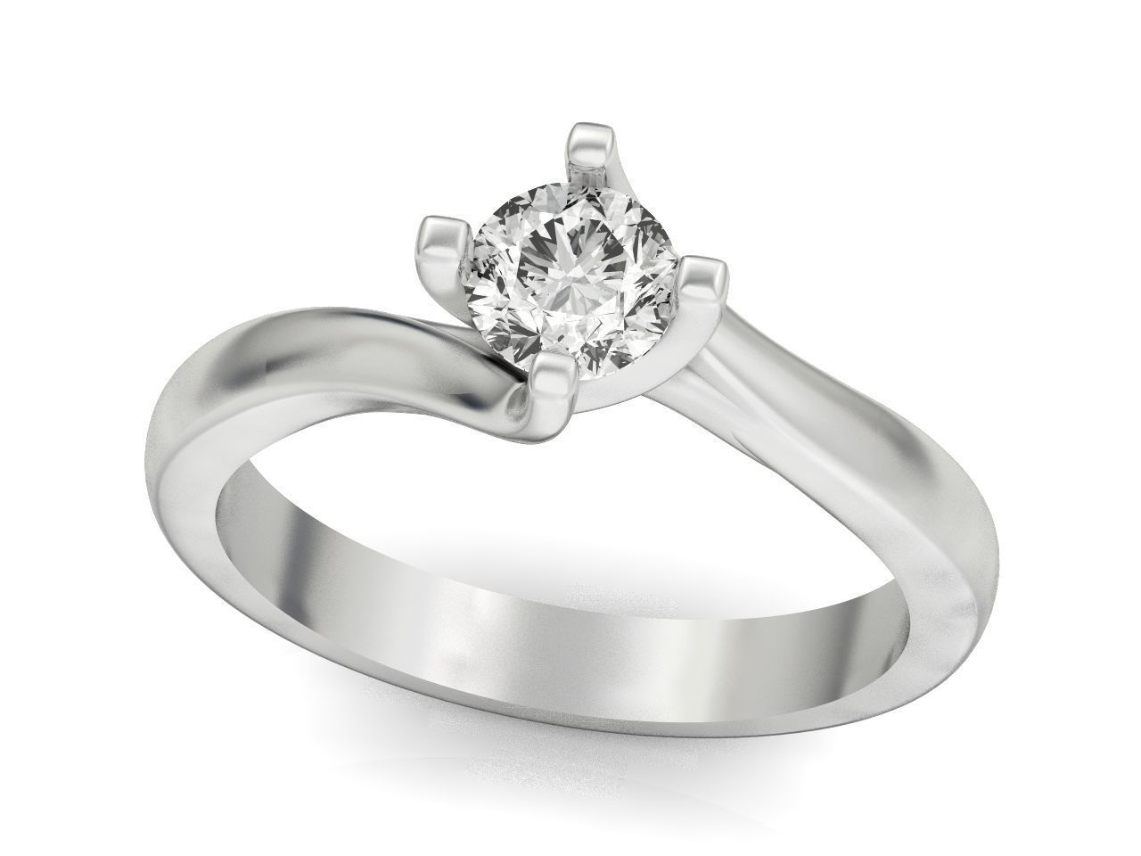 Solitaire Diamond Engagement Swirl Ring 1489 3D print model_35
