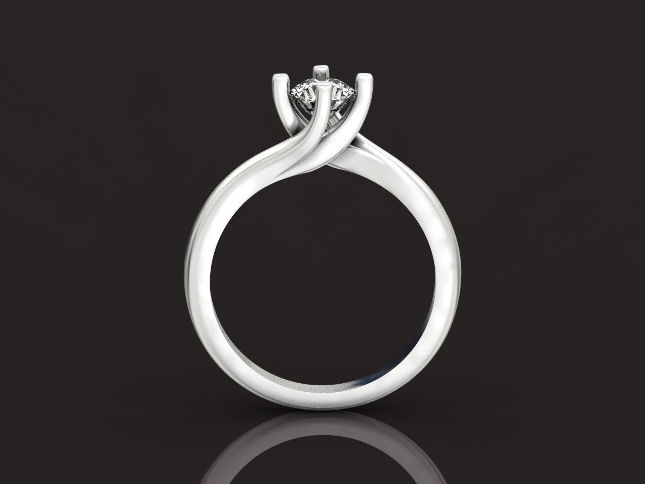 Solitaire Diamond Engagement Swirl Ring 1489 3D print model_2