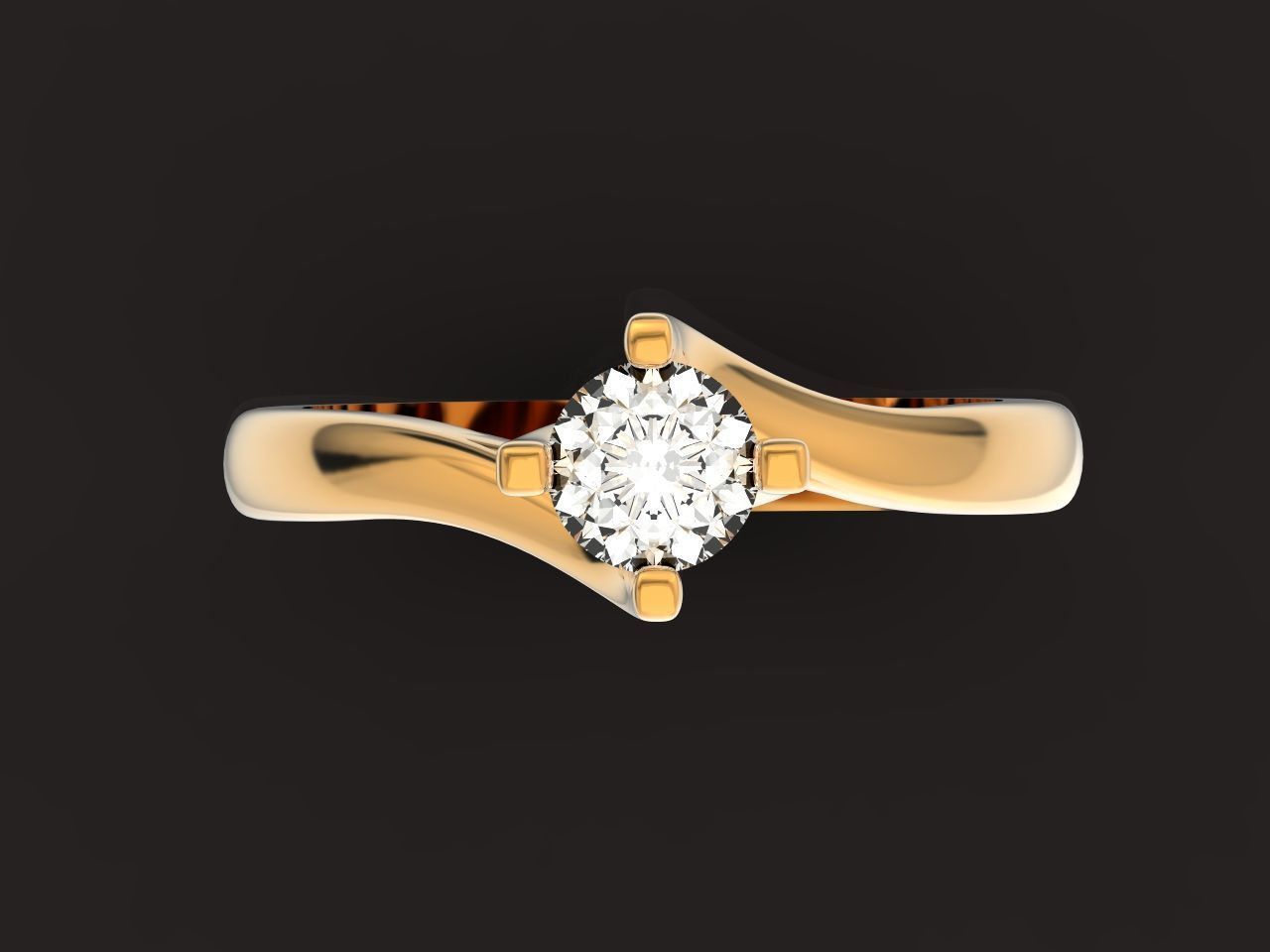 Solitaire Diamond Engagement Swirl Ring 1489 3D print model_3