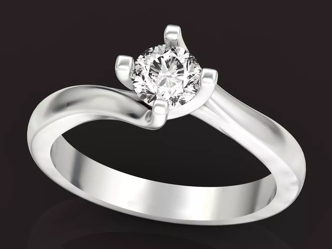 Solitaire Diamond Engagement Swirl Ring 1489 3D print model_0