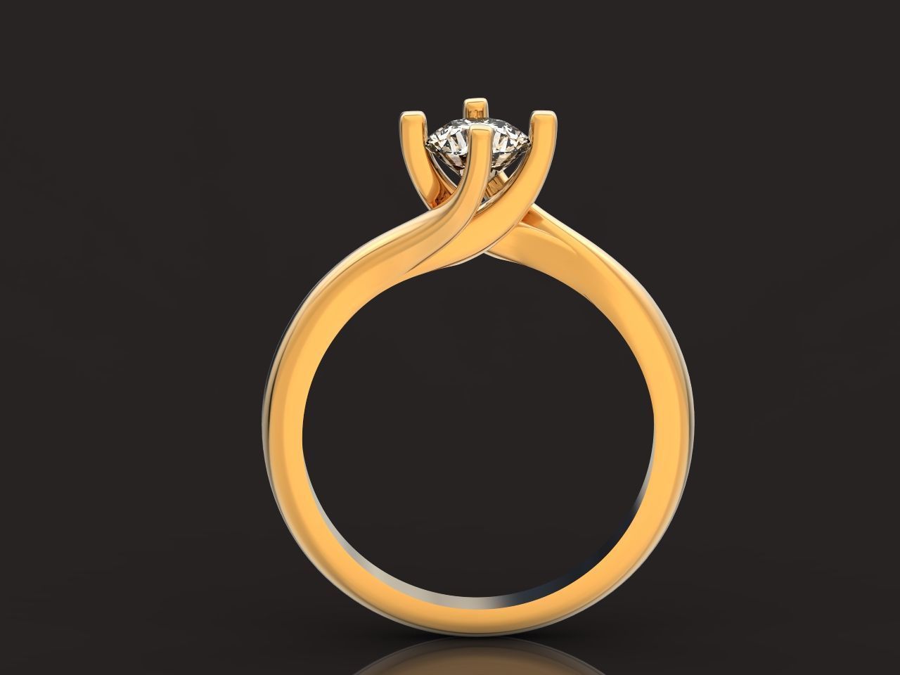 Solitaire Diamond Engagement Swirl Ring 1489 3D print model_20