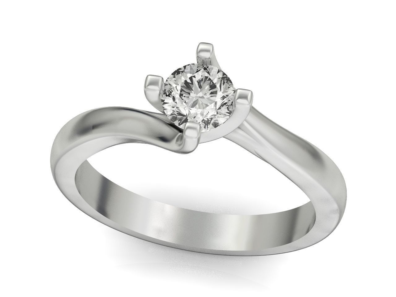 Solitaire Diamond Engagement Swirl Ring 1489 3D print model_37