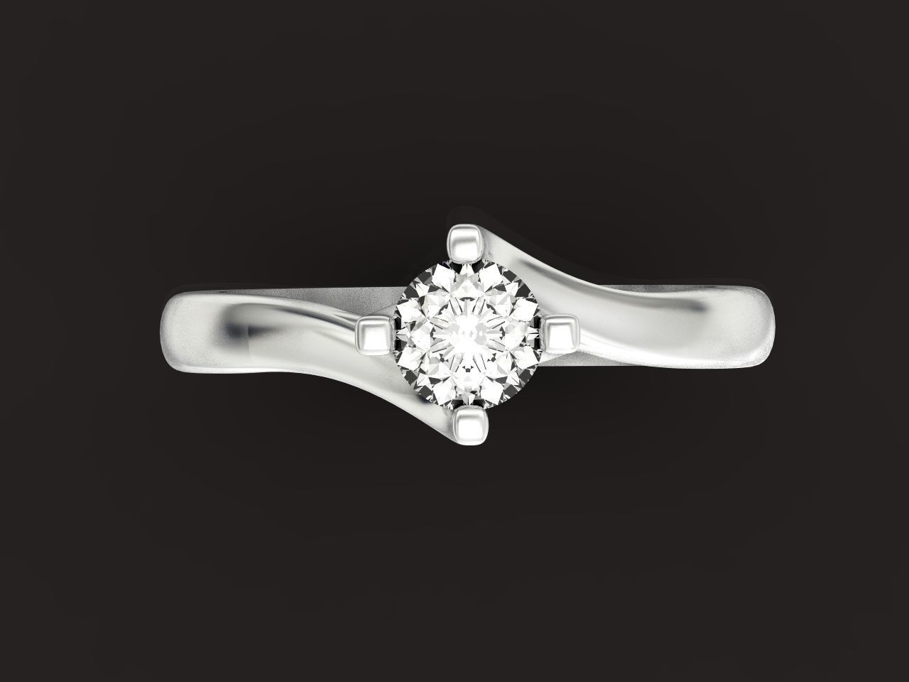 Solitaire Diamond Engagement Swirl Ring 1489 3D print model_26