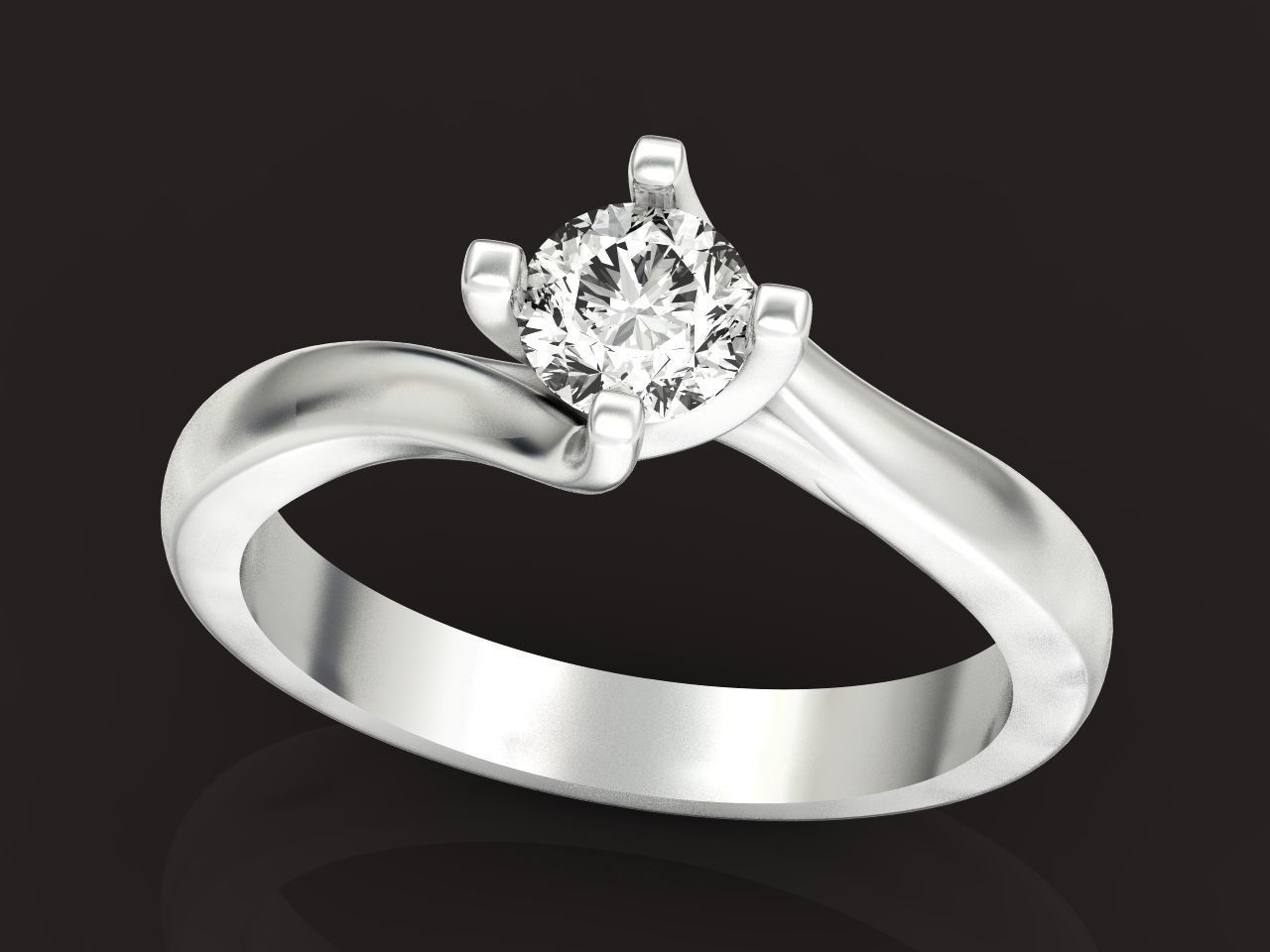 Solitaire Diamond Engagement Swirl Ring 1489 3D print model_33