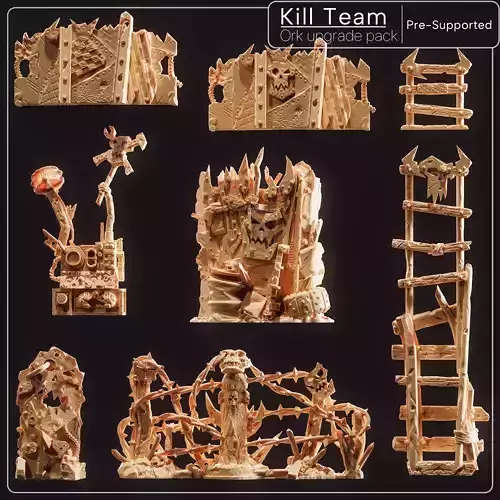 Orks Barricades Kill team upgrade pack Kommandos terrain 3D print model
