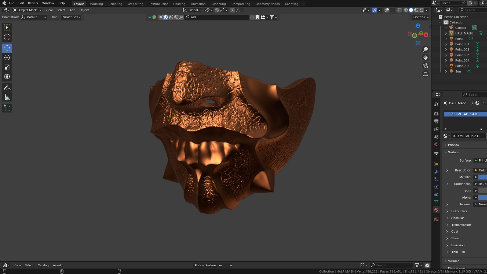 Half Demon Mask High Resolution 3D model_5