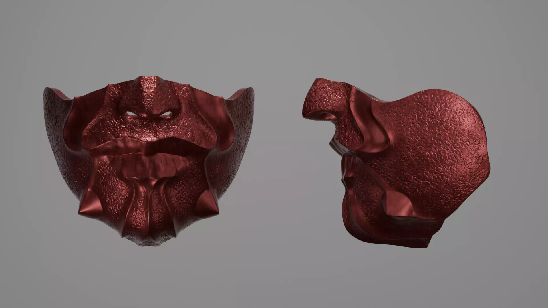 Half Demon Mask High Resolution 3D model_0